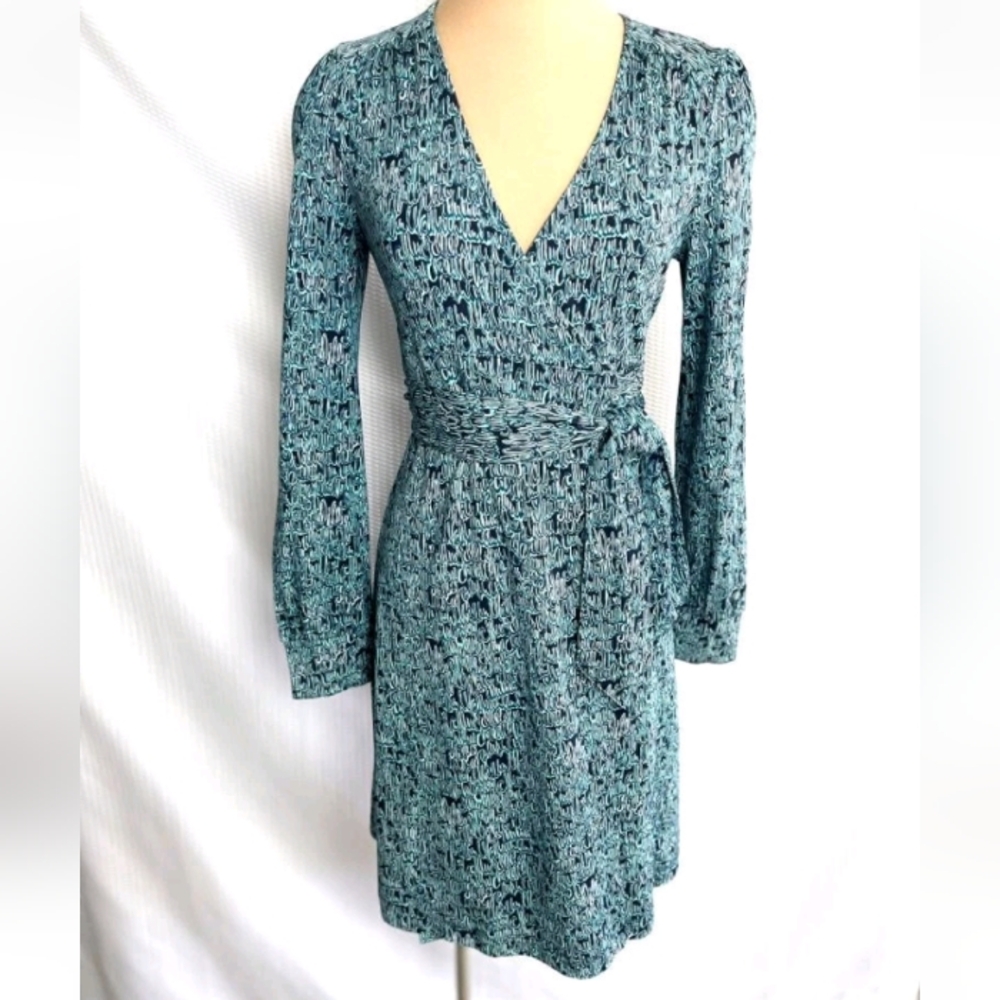 $258 Lilly Pulitzer Sz 0 Burke La La La Lilly True Navy Silk Jersey Wrap Dress